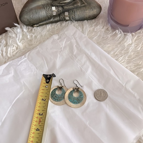 Adorable Lucky Brand Turquoise & Gold Butterfly Disc Earrings! ποΈπ - Picture 5 of 7
